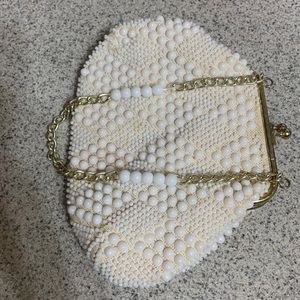 Vintage white beaded handbag